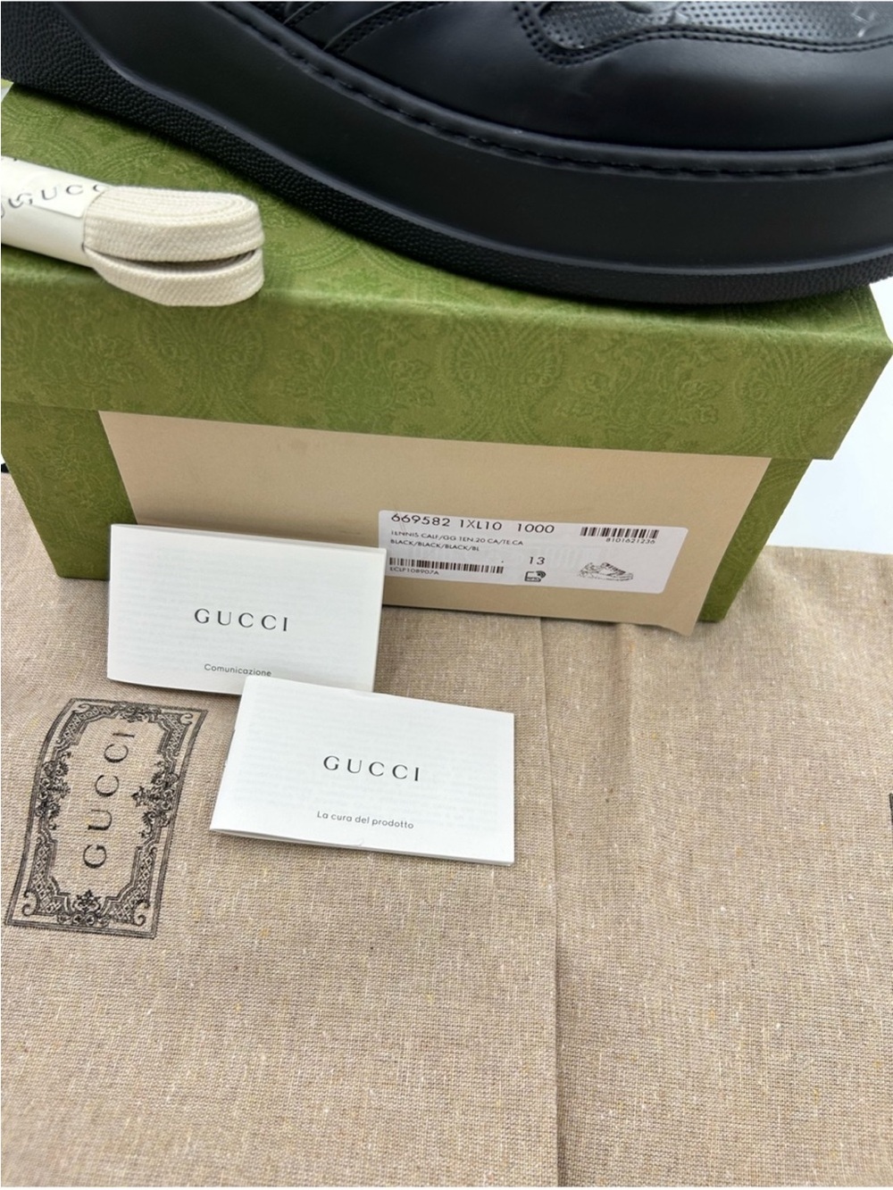 Men’s Gucci GG embossed leather sneakers size 13 fit 13.5 US made in Italy - Picture 7 of 14